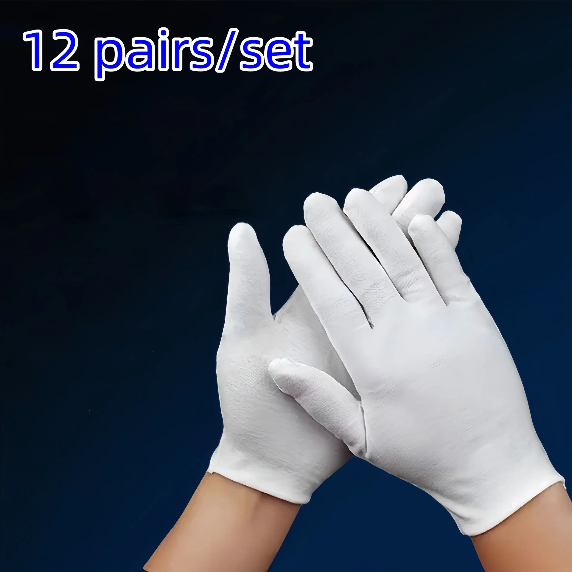 

12 Pairs/set White Gloves Labor Protection Equipment Etiquette Anti Slip Pure Cotton Work Protection Worker Operation Protection