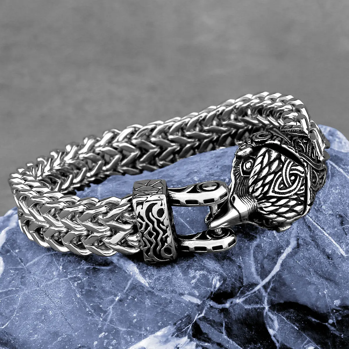 316L Stainless Steel Never Fade Raven Head Bracelet Fashion Viking Men Domineering Chain Bracelet Cyclist Accessories Wholesale