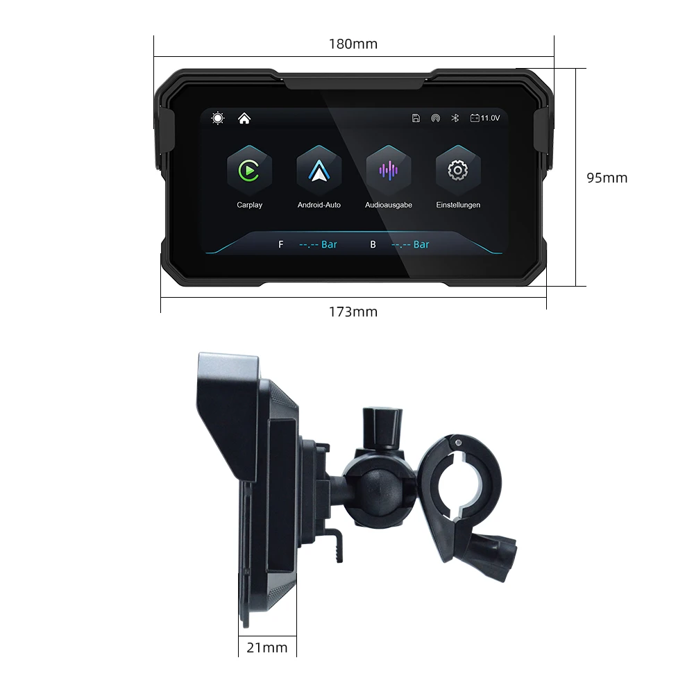 EKIY 6,25 Zoll Kabelloses CarPlay Moto Android Auto Tragbares Digitales Motorrad-Dashboard GPS-Navigation Abnehmbarer Bildschirm – Detail 15