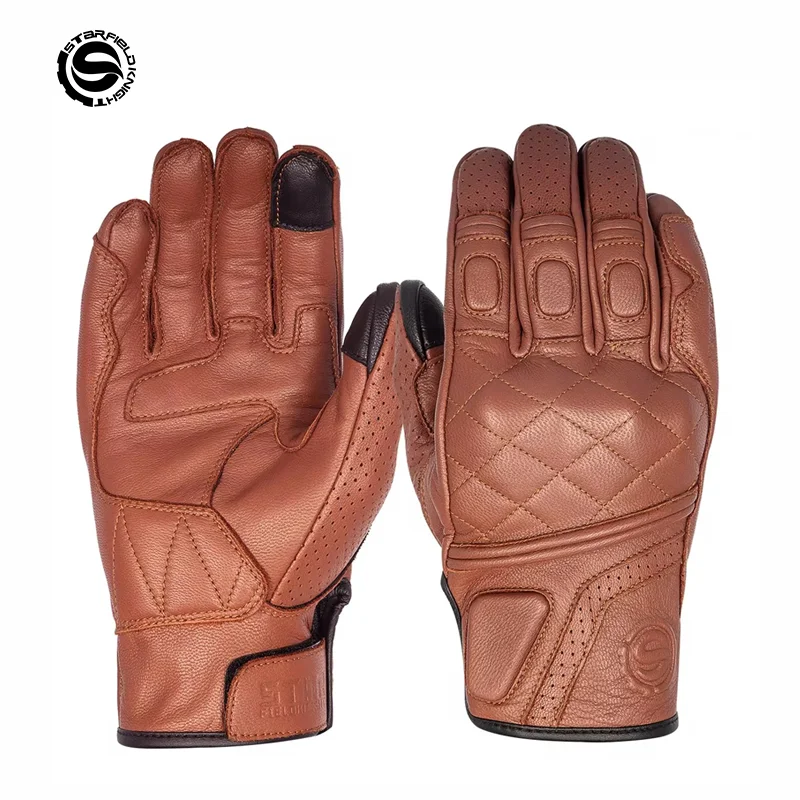 sfk-retro-brown-motorcycle-gloves-summer-breathable-real-goat-leather-non-slip-wear-resistant-riding-protection-equipment