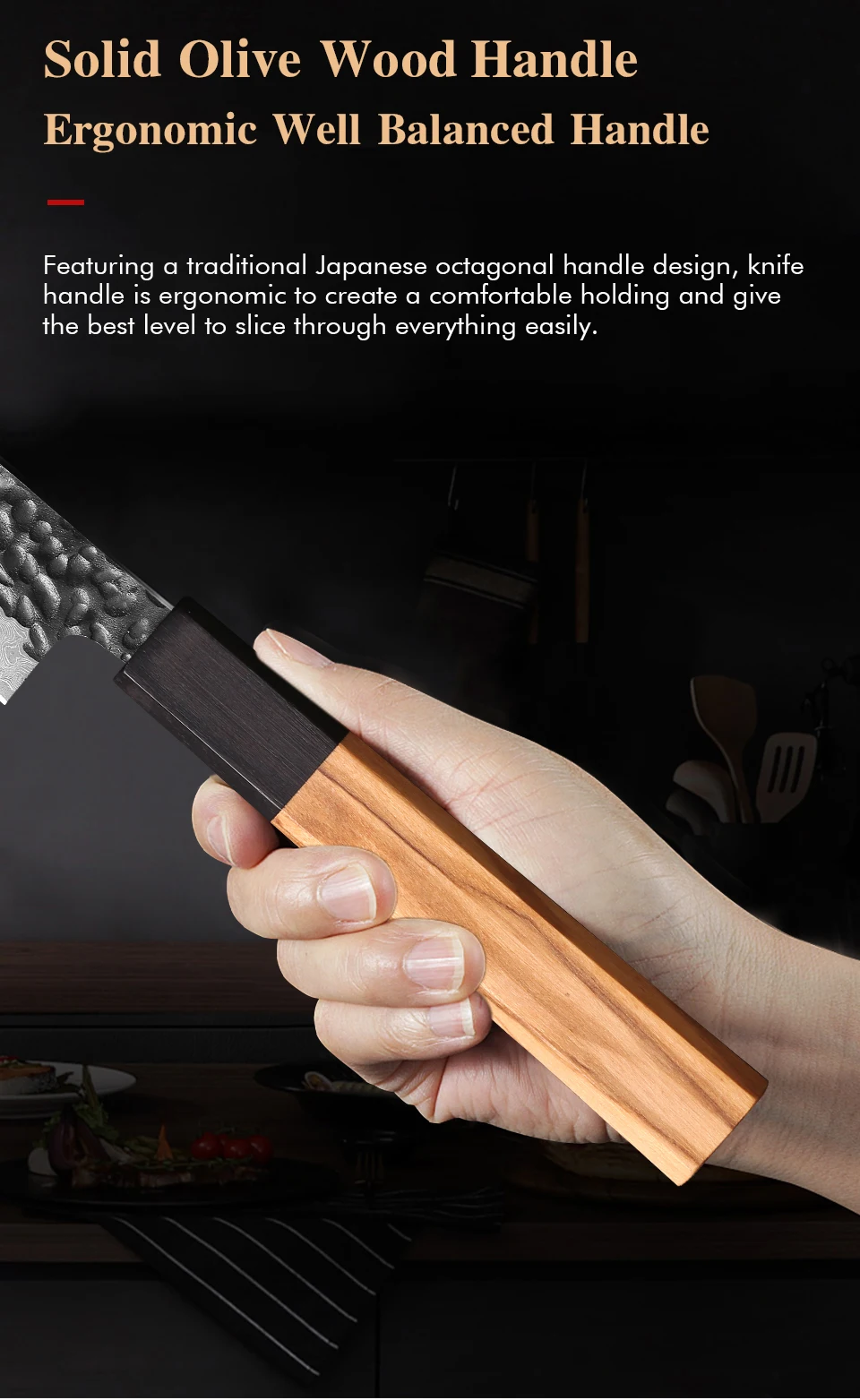 6-Zoll Japanisches Bunka-Messer aus 67-Lagigem Damaszener Stahl, Handgeschmiedetes Kiritsuke Kochmesser für Fleisch und Gemüse, Scharfes Kochutensil – Detail 8