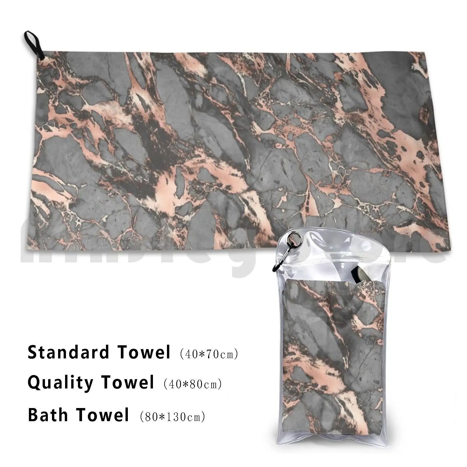 Gray Rose Gold Marble-Ous Bath Towel Beach Cushion Marble Patterns Pattern Rose Gold Gray Cute Trendy Pretty Gray