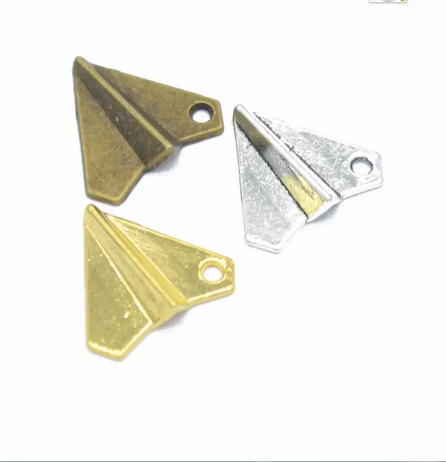 60pcs Charms Paper Airplane Plane 18*17mm Tibetan Bronze Silver Color Pendants Antique Jewelry Making DIY Handmade Craft F0582