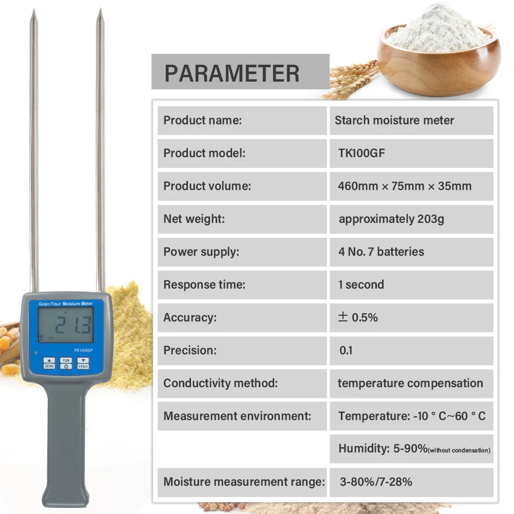 Imagem -05 - Yieryi-professional Farinha Umidade Medidor Amido Monitor Tester para Sorgo Milho Trigo Tk100gf