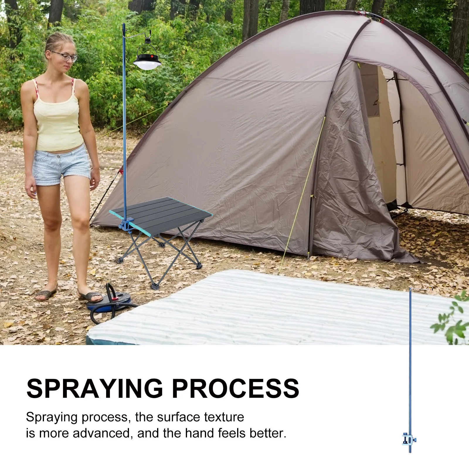 

Camping Supplies Folding Light Stand Lamp Bracket Tent Navy Aluminum Alloy Accessory