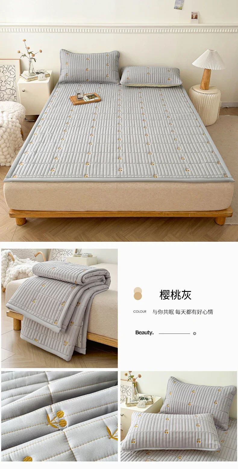 Spring Autumn Comfortable Durable Mattress Toppers Soft Breathable Soybean Fiber Filling Bed Pads Keep Warm Quilted Mattress Pad