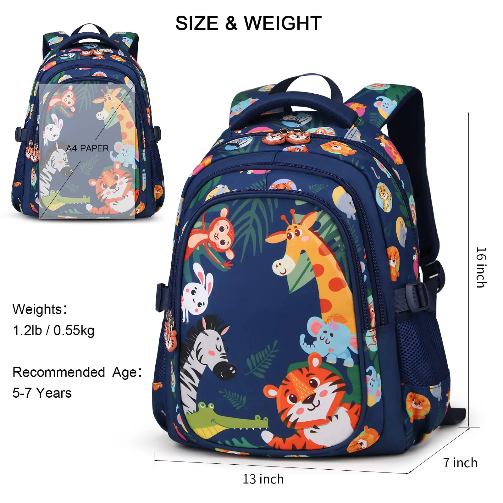 Lightweight Waterproof Cartoon School Backpack for Kids Breathable Anti-Pressure Bookbag for Boys Girls