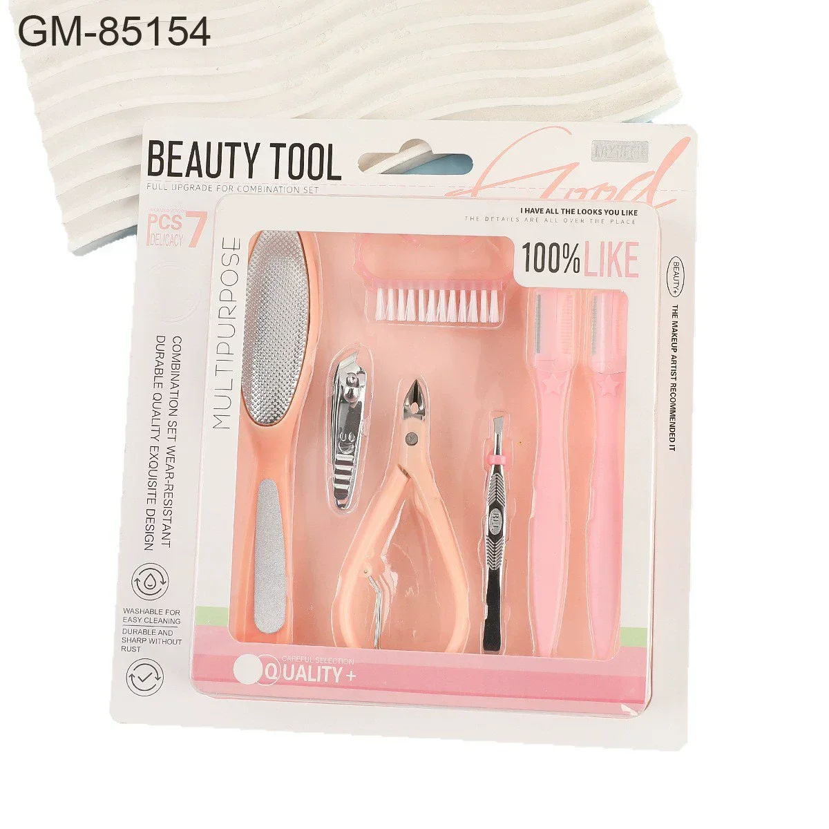 مجموعة أدوات تشذيب وتلميع الأظافر من الفولاذ المقاوم للصدأ، مجموعة ماكينة قص كاملة محمولة مكونة من 7 قطع للعناية المثالية بالأظافر