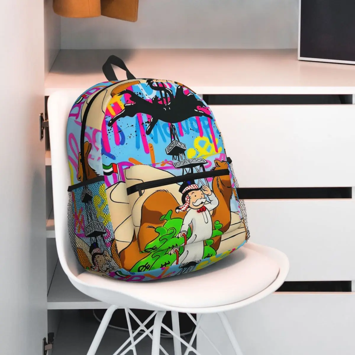 

Monopoly Man Holding Money Pop Art 1 Backpack Student BookBag Children School Bag Laptop Shoulder Bags for Men Women