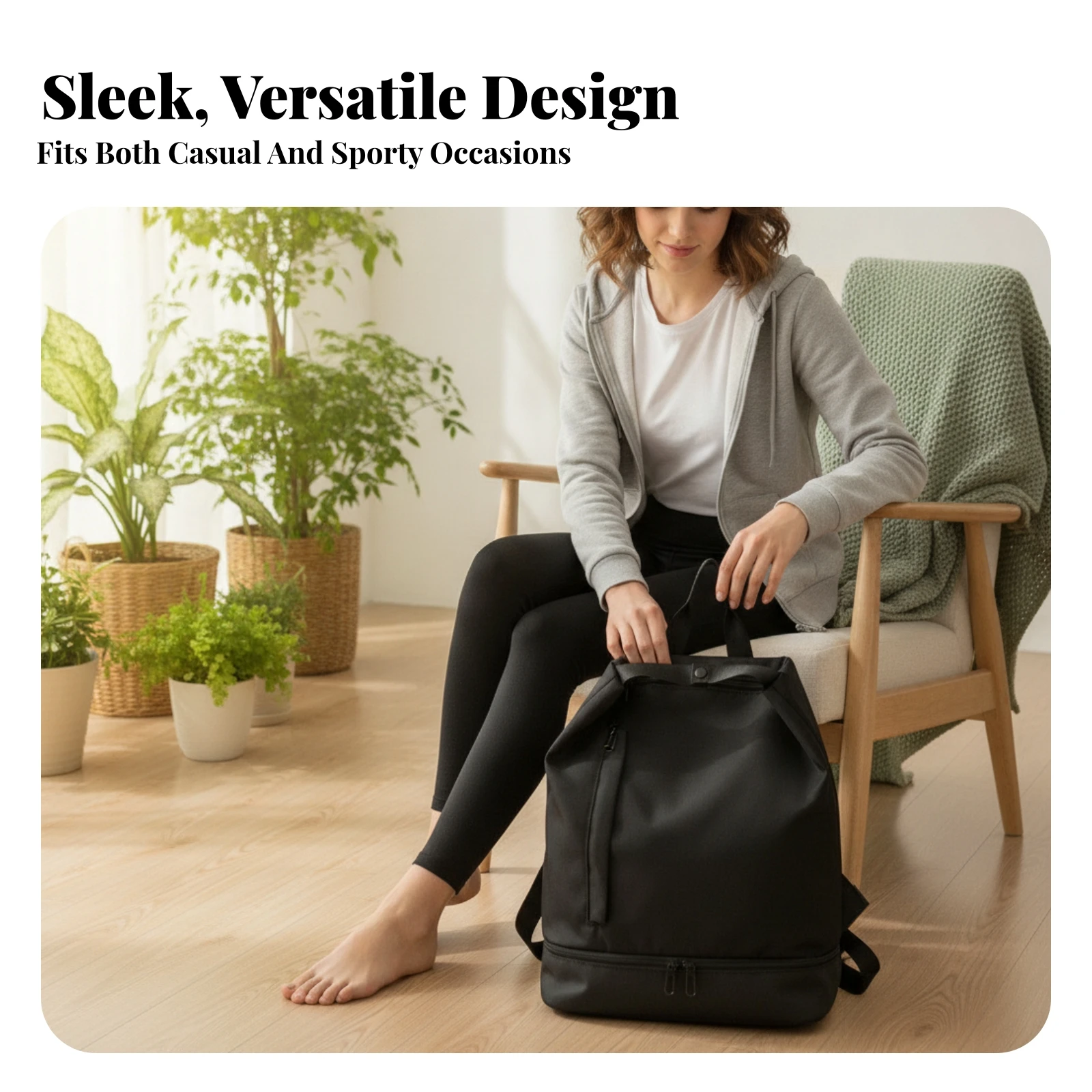 

Backpack-Style Swim Bag Front Zip Pocket Dry Wet Swim Bag Wet Dry Backpack Top Carry Handle Minimalist for Gym, Travel