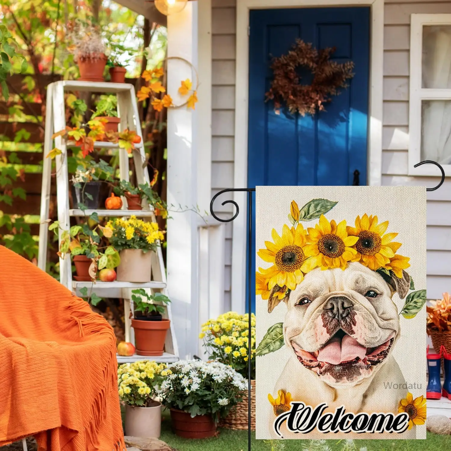 Hello Welcome Bulldog- Sunflower Decorative Garden Flag, Yard Outside Home Decorations Pet, Spring Summer Burlap Outdoor Sma yyi