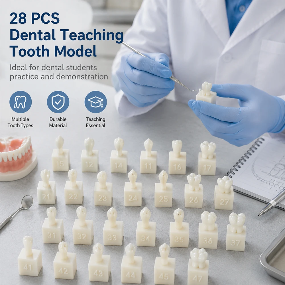 28PCS Teeth Carved Teaching Model 1:1 Resin Standard Adult Tooth Cavity Preparation Practice Medical Demonstration Training Tool