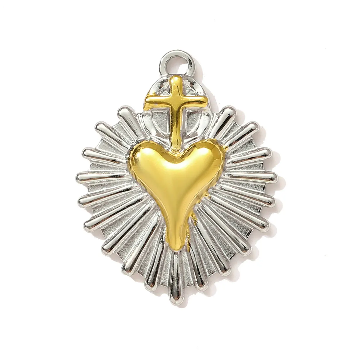 3pcs/lot Two Tone Flower Haert Corss Stainless Steel DIY Charms Women Jewelry Square Snake Evil Eye Sun Face Necklace Pendant