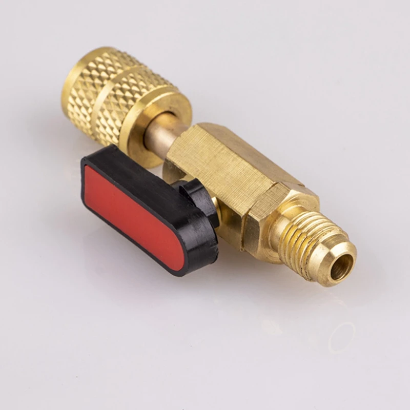 3Pcs Brass R410A Refrigerant Straight Ball Valves AC Charging Hoses 1/4Inch Male To 1/4Inch / 5/16Inch Female SAE Valve