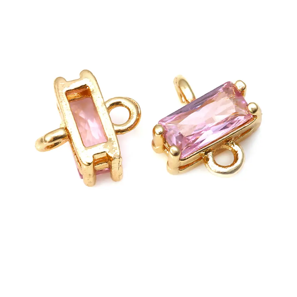 18K Gold Color Brass 2 Holes Rectangle Connect Charms Pendants High Quality Diy Necklace Earrings Making Accessories Materials