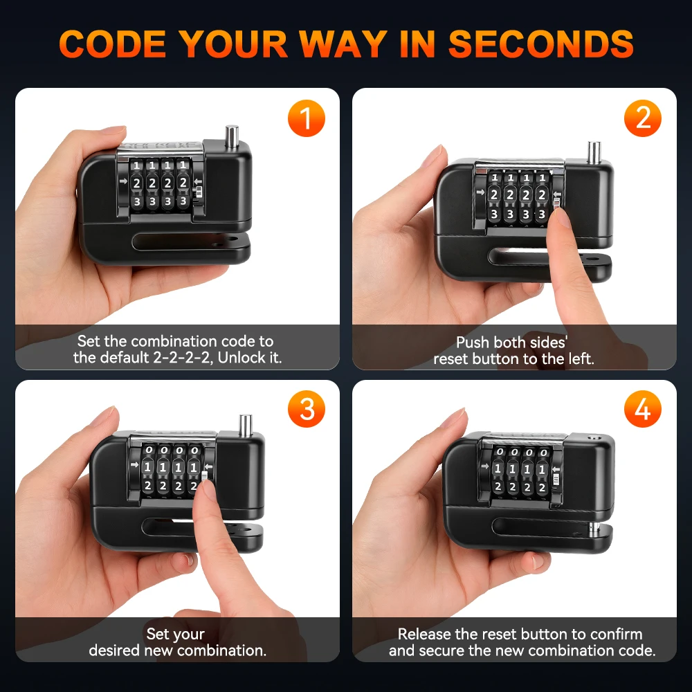 Rockbye دراجة نارية القرص قفل IP65 مقاوم للماء دراجة نارية دراجة سكوتر كلمة المرور مكافحة سرقة قفل دراجة نارية الأمن الملحقات