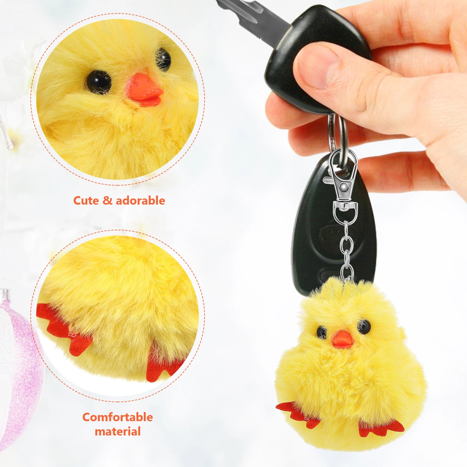 พวงกุญแจเป็ดเหลืองน่ารัก 10 ชิ้น สำหรับผู้หญิงและเด็กผู้หญิง ใช้ได้ทุกวัน ตกแต่งกระเป๋า พวงกุญแจแบบพกพาขนาดกะทัดรัด