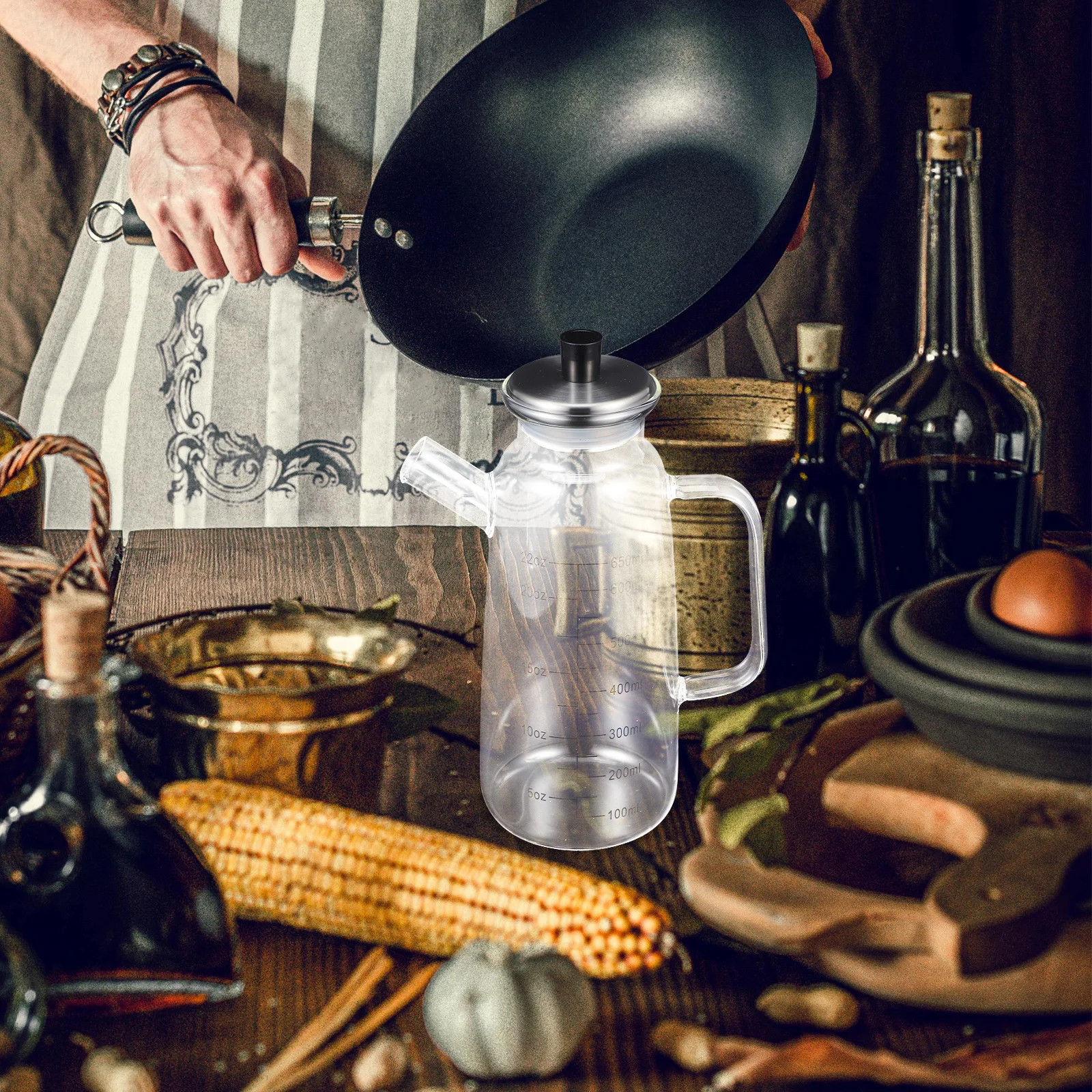 

1Set Glass Oil Bottle Elegant Kitchen Dispenser for Olive Oil Vinegar Soy Sauce Antileak Practical Gift Home Bar Cafe Hotel