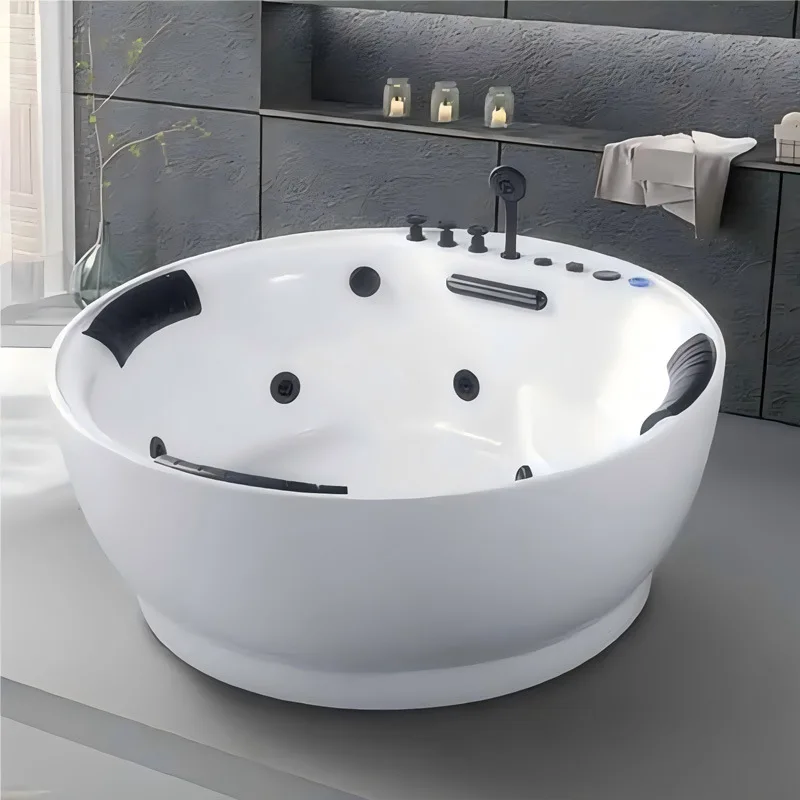 1.5M Round Massage Surf Tub Acrylic 3 Person SPA Bath Bath