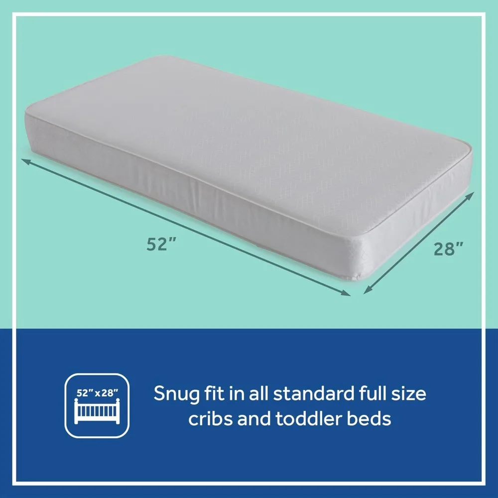 Breathable Hypoallergenic 2-Stage Dual Firmness กันน้ําเปลเด็กที่นอนและเตียงเด็กวัยหัดเดินที่นอน, hybrid Coil & Memory Foam