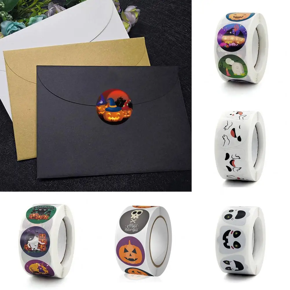 Ghost Sticker Pumpkin Sticker Festive Halloween Sticker Labels 500 Pumpkin Skeleton Patterned Seals for Candy Bags Envelopes