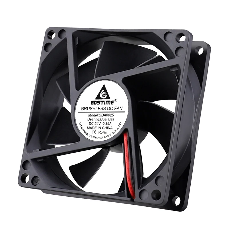 Gdstime 2Pcs 80MM Fan DC 12V 4500RPM High Speed Cooler 80MM*25MM PC Case Cooling Fan 8CM Dual Ball Bearing Graphics Card Fan