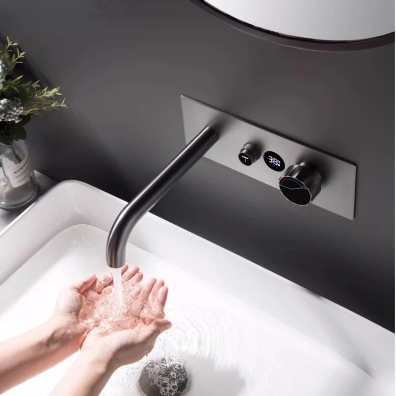 

Digital Display Constant Tap Temperature Concealed Installation Embedded Wall Basin Faucet Household Cold and Hot Basin Faucet