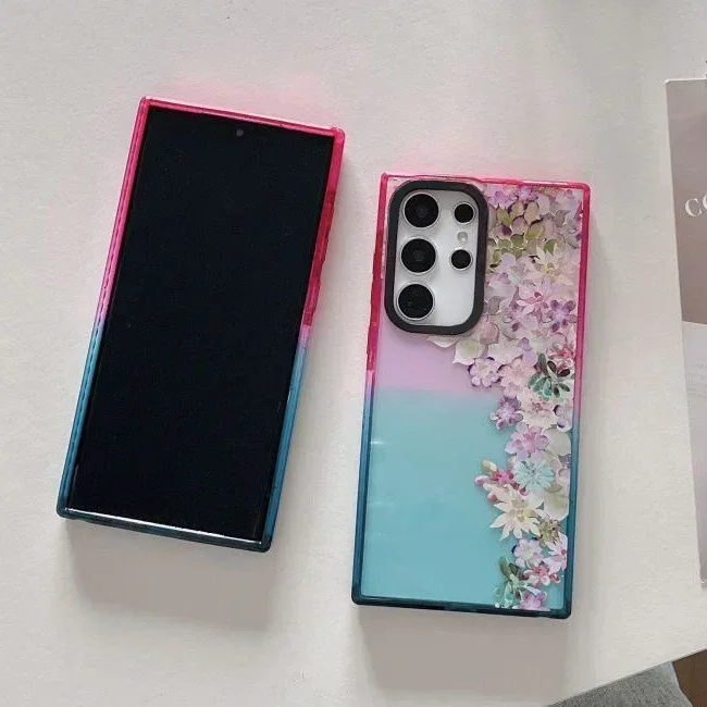 Flowers Colorful Border Case for Samsung Galaxy S25 + Plus S24 S23 Ultra S25U Protective Case