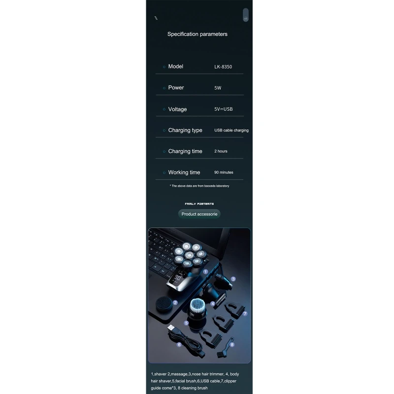 6 1 multifuncional careca para barbeador cabeça elétrico à prova d'água para Navalha fo