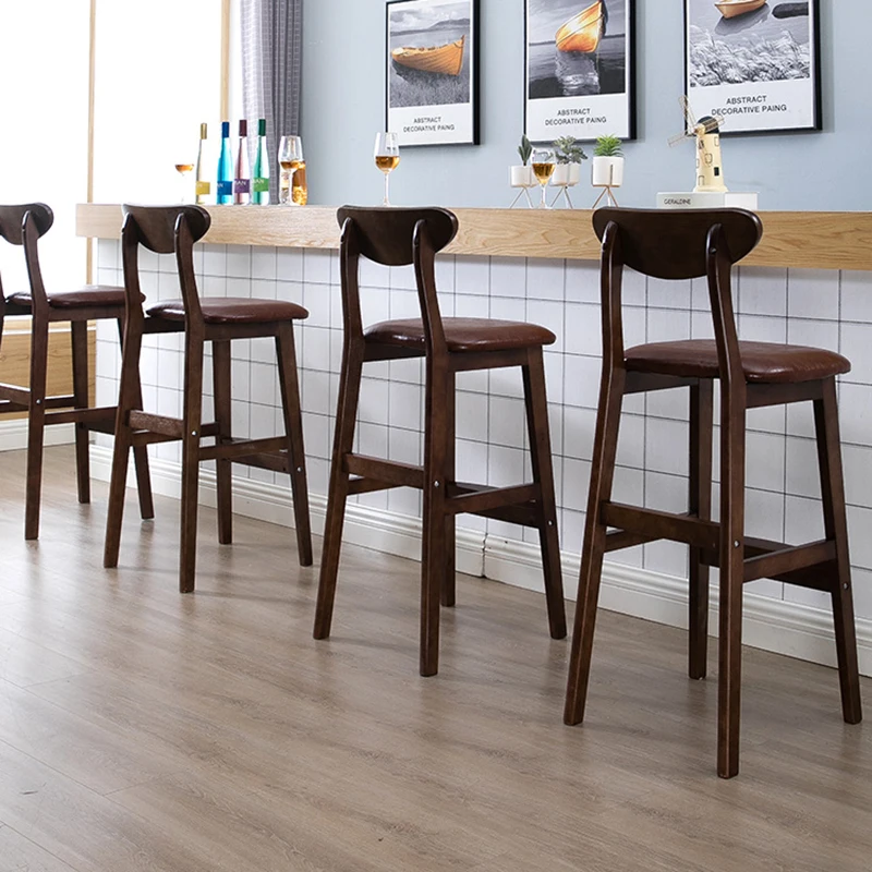 Silla de Bar minimalista, taburete de Bar de madera, isla de cocina, taburete de Bar de espera, cojines, muebles europeos Sgabello Cucina Alto