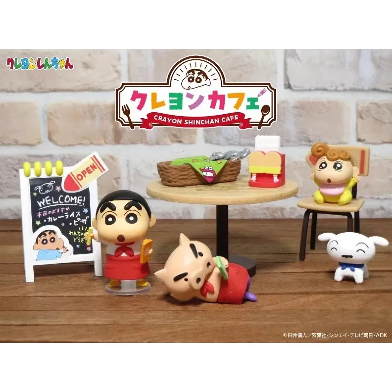 クレヨンしんちゃんカフェデザートアフタヌーンティーシーン小道具ブラインドボックスミニチュア漫画フィギュアデスクトップ装飾子供のおもちゃギフト