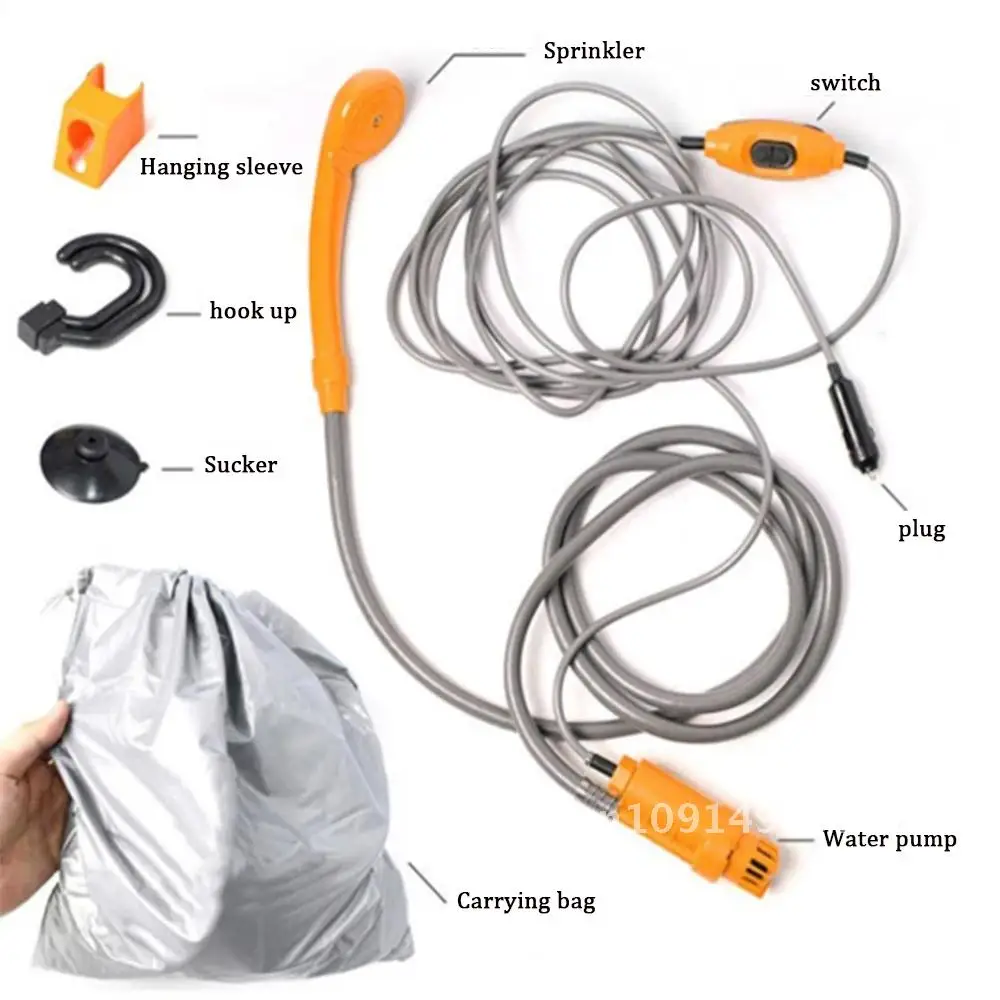 Portable Camping Shower,12V Pump,Hiking,Travel,Outdoor,Electric Bath Show with 20L Bucket,Plant Watering,Car Washer,Pet Cleaning