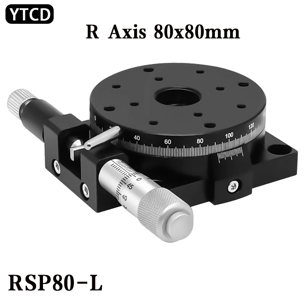 R Axis 80mm RSP80-L 360 Degree High Precision Rotary Sliding Table Table Angle Manual Adjustment Platform Optical Micrometer