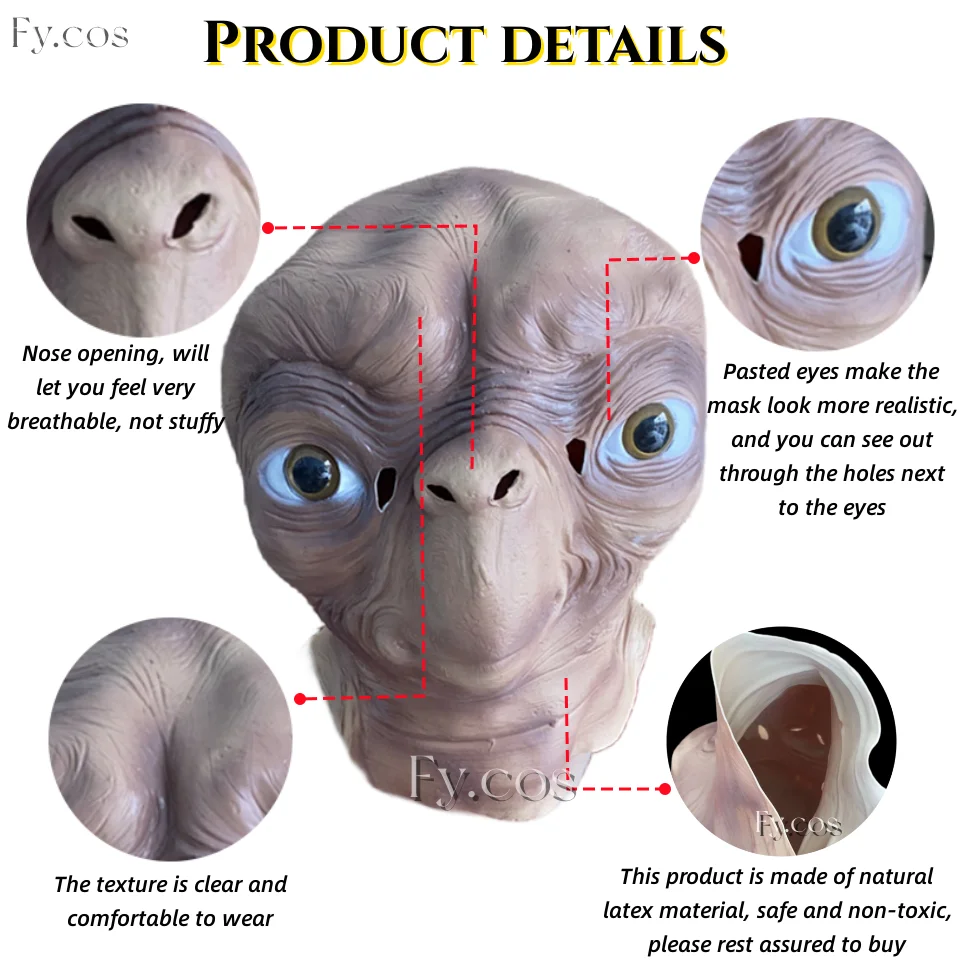 Halloween Masker Full Face Realistische Latex Mascara Enge Duivel Versterkt Vermomming Festival Cosplay Horror Alien Kostuum Voor Mannen