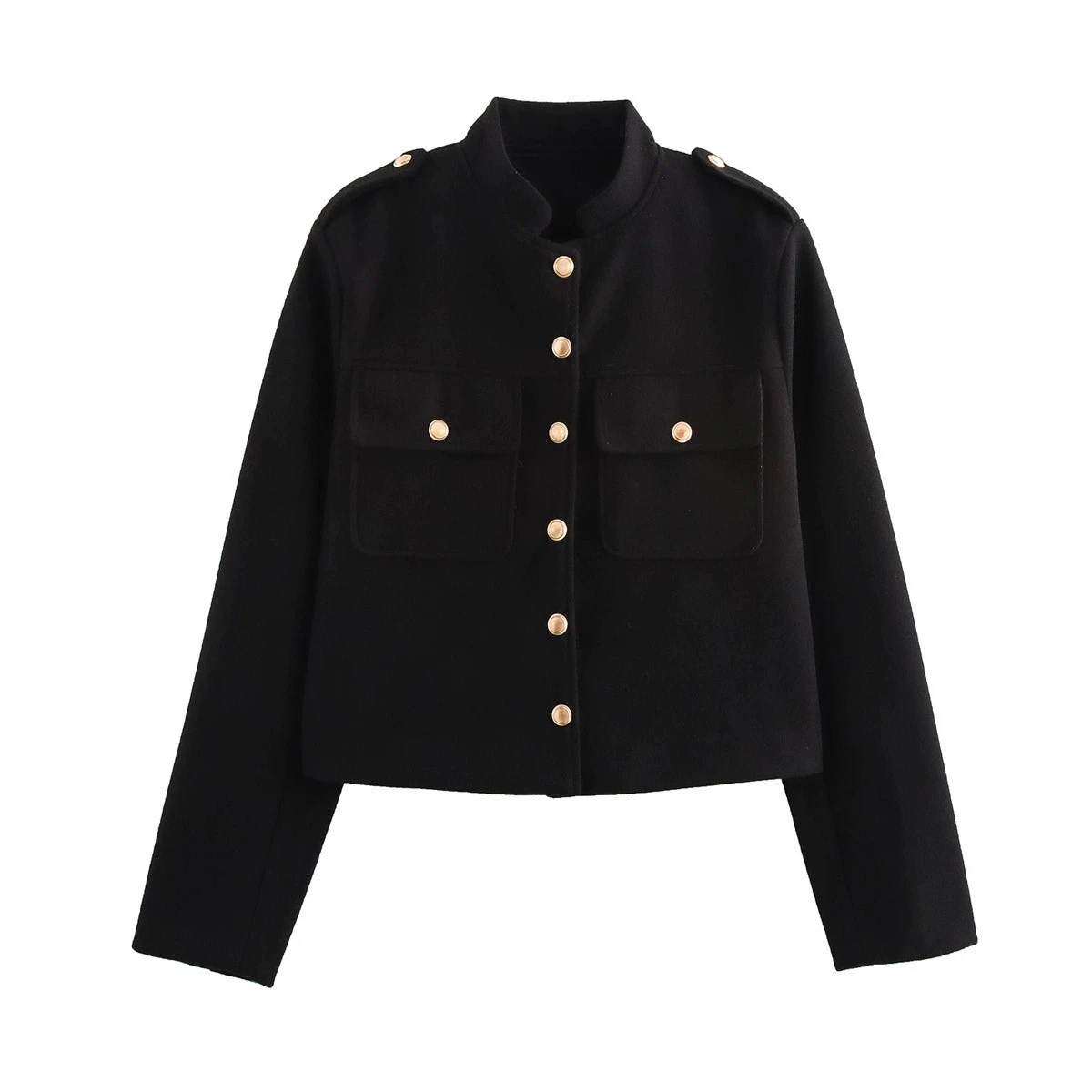 Primavera otoño moda cuello alto abrigo Casual Retro Chaqueta corta de un solo pecho 2025 nueva chaqueta delgada para mujer rompevientos para mujer