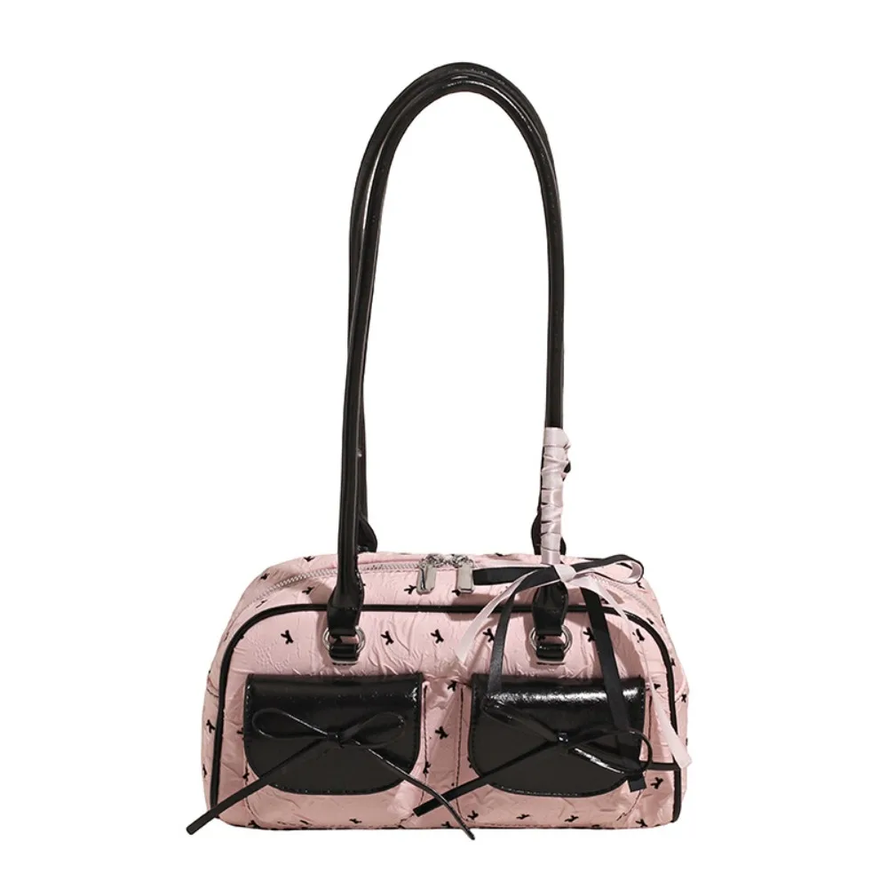 

Elegant Korean Style Bow Ribbon Shoulder Bag Sweet Commuting French Stick Underarm Bag Leisure Pocket Y2k Armpit Bag Handbag