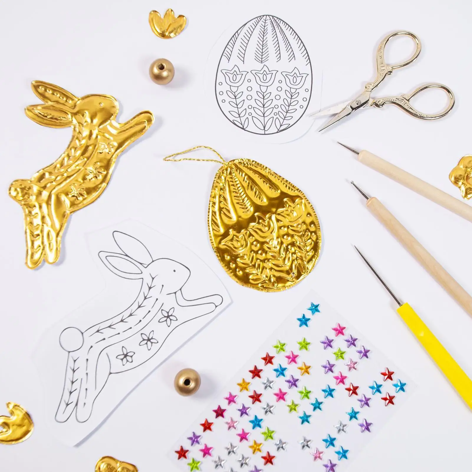 Easter Foil Embossing Kit Engraving Painting Toy Easter Theme Foil Embossing Craft Kit For All Ages Classroom Home Decor Holiday