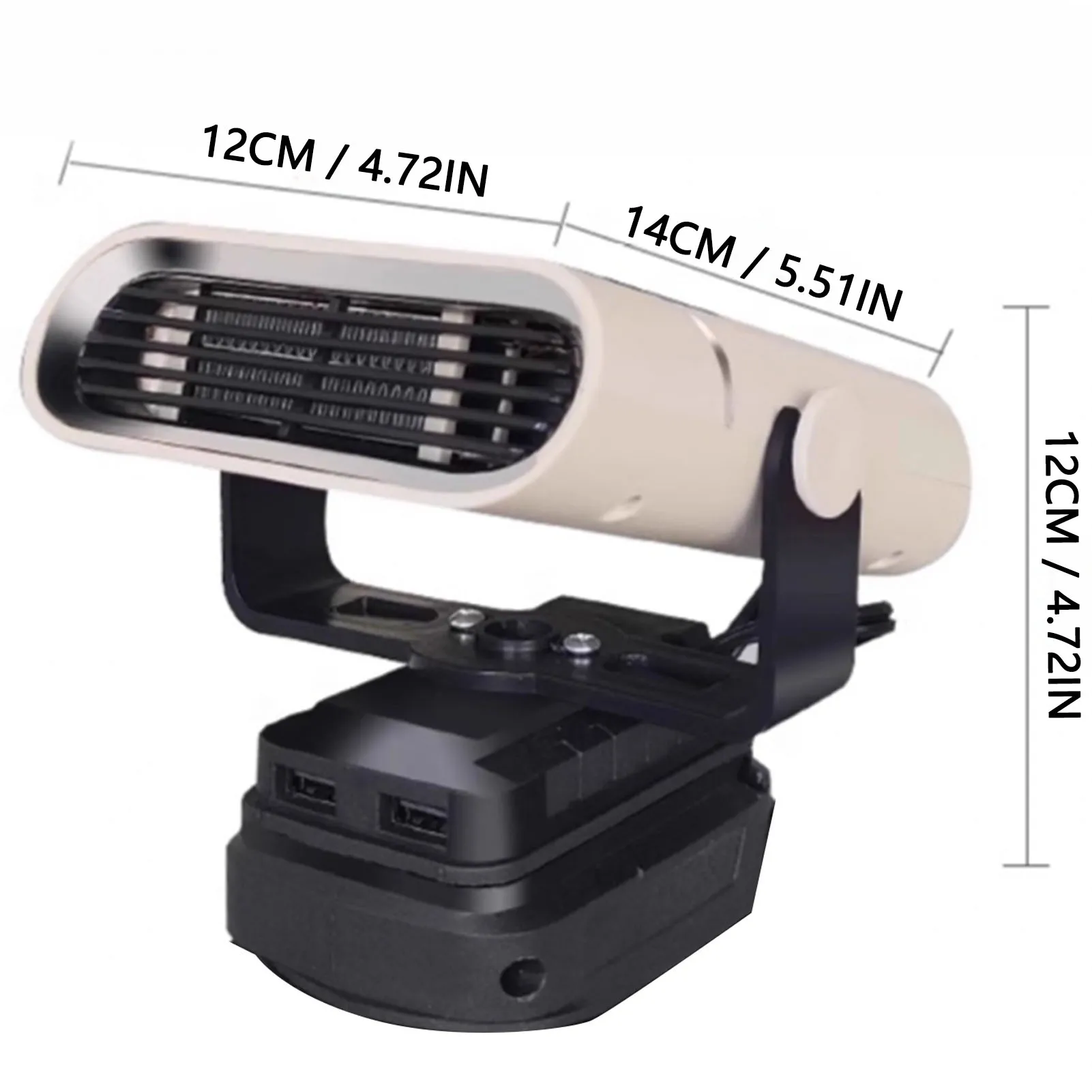 سخان مساحة صغيرة يعمل بالبطارية 360 درجة قابل للدوران 160 درجة إمالة قابل للتعديل 2 تروس سخان سيارة مزيل الصقيع مزيل الضباب #5