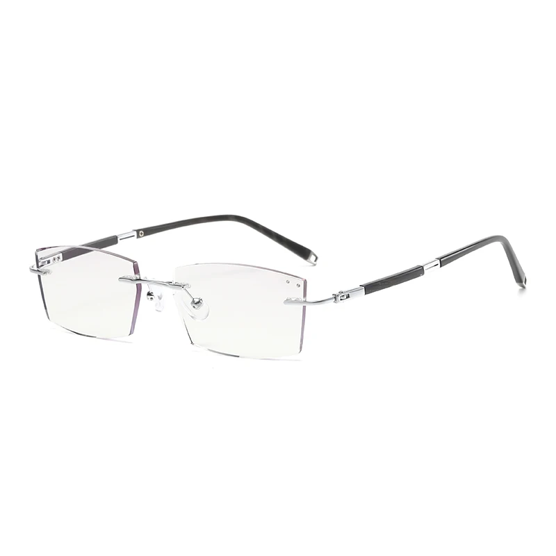 ZIROSAT Y063 Titanium Male Rimless Eyewear Diamond Trimmed Myopia Spectacle Frame Men Sunglasses Tint Lenses