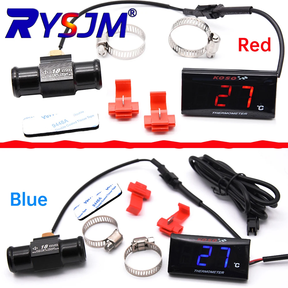 12V 0~120°C Monitor Motorcycle Thermometer Water Tank Retrofit Temperature Meter Indicator Warning With Sensors 16MM-22MM adapte