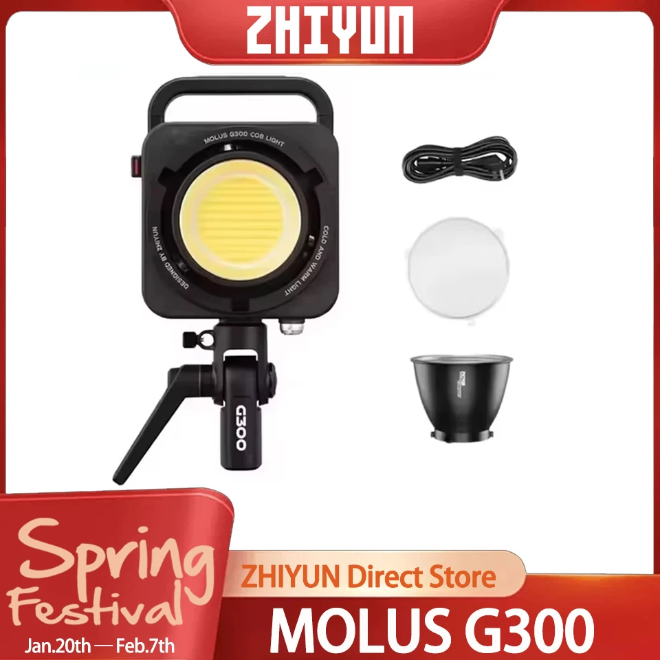 ZHIYUN MOLUS G300 300W COB LED Light 2700K-6500K Video Lights APP Control 500W Bi-color LED Lamp Photography Lighting Youtube