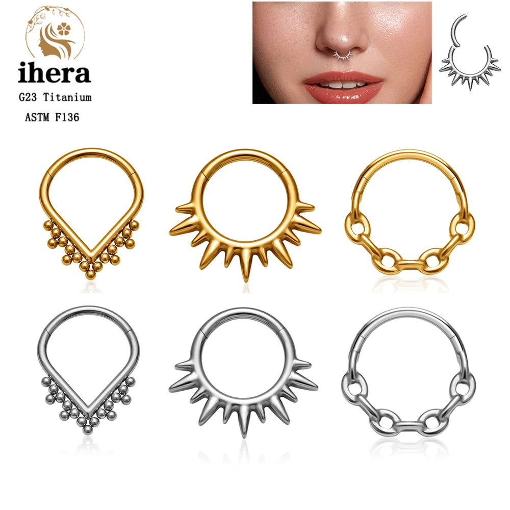 ASTM F136 Titanium Sunburst Nose Ring 16G Hinged Clicker Segment Daith Hoop Earring Cartilage Helix Septum Piercing Jewelry