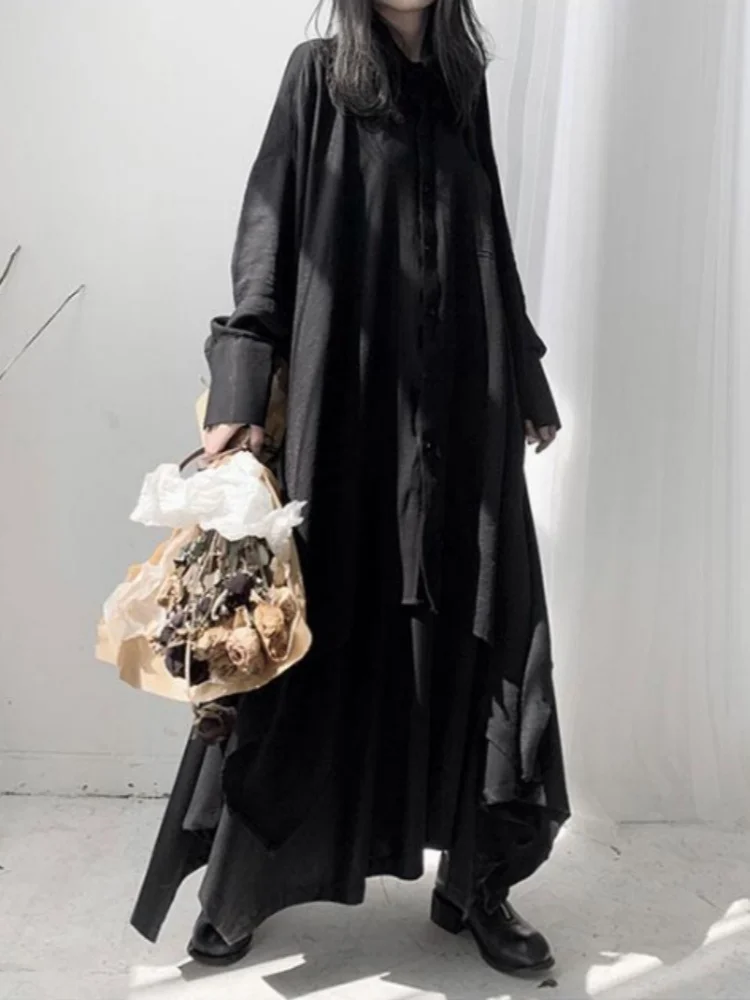

2026 New Dark Style Unisex Asymmetrical Oversized Shirt Korean Niche Loose Shirt For Spring Autumn