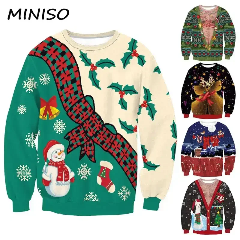 

Couple Clothes Snowman Cosplay Ugly Christmas Sweatshirt Reindeer Graphic Costumes Holiday Pullover Autumn Winter Loose Hoodies