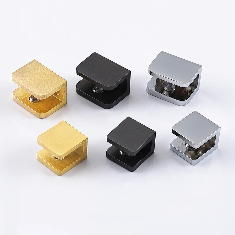 High-end 10PCS Solid Brass Thicken Glass Clamps Bathroom Shelves Glass Clips Fixed Support Brackets for 5~12mm No Drilling