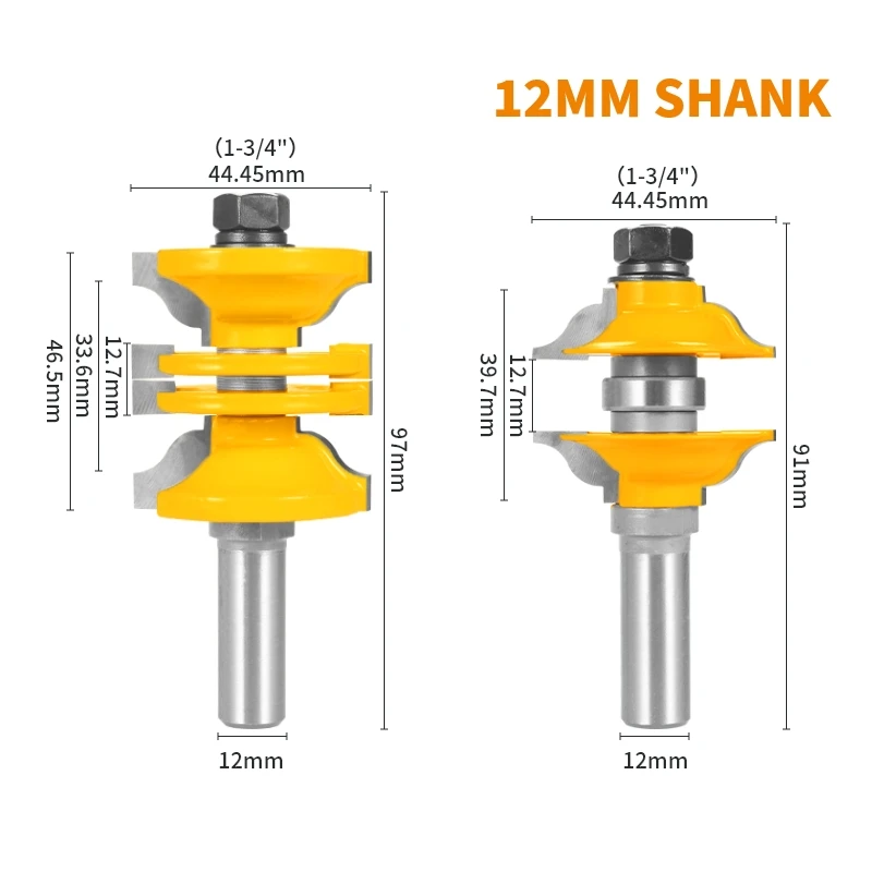 YUSUN 2PCS  Door Cutter Series Router Bit Woodworking Milling Cutter For Wood Tools