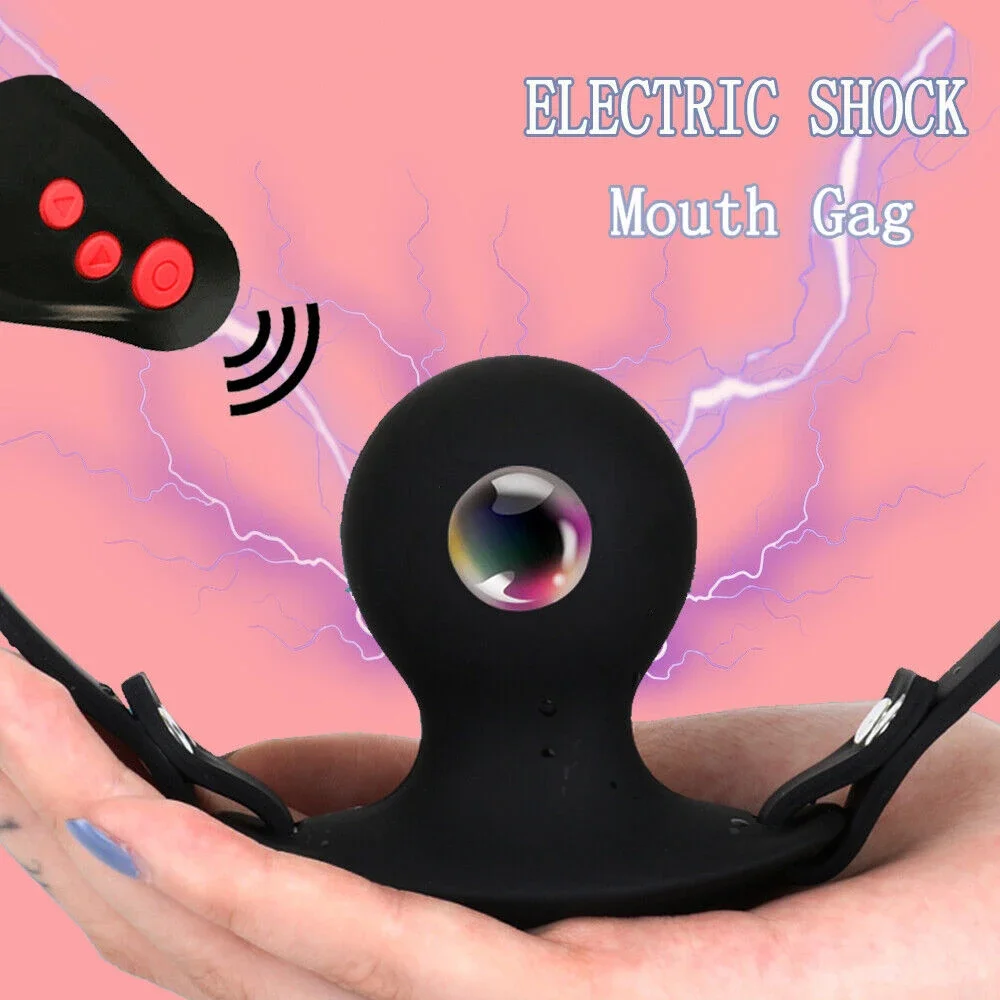 Electric Shock Mouth Gag Built-in Steel Ball BDSM Bondage Adult Restraint Gag Ball Extreme Games Sex Toy for Man Woman Couples