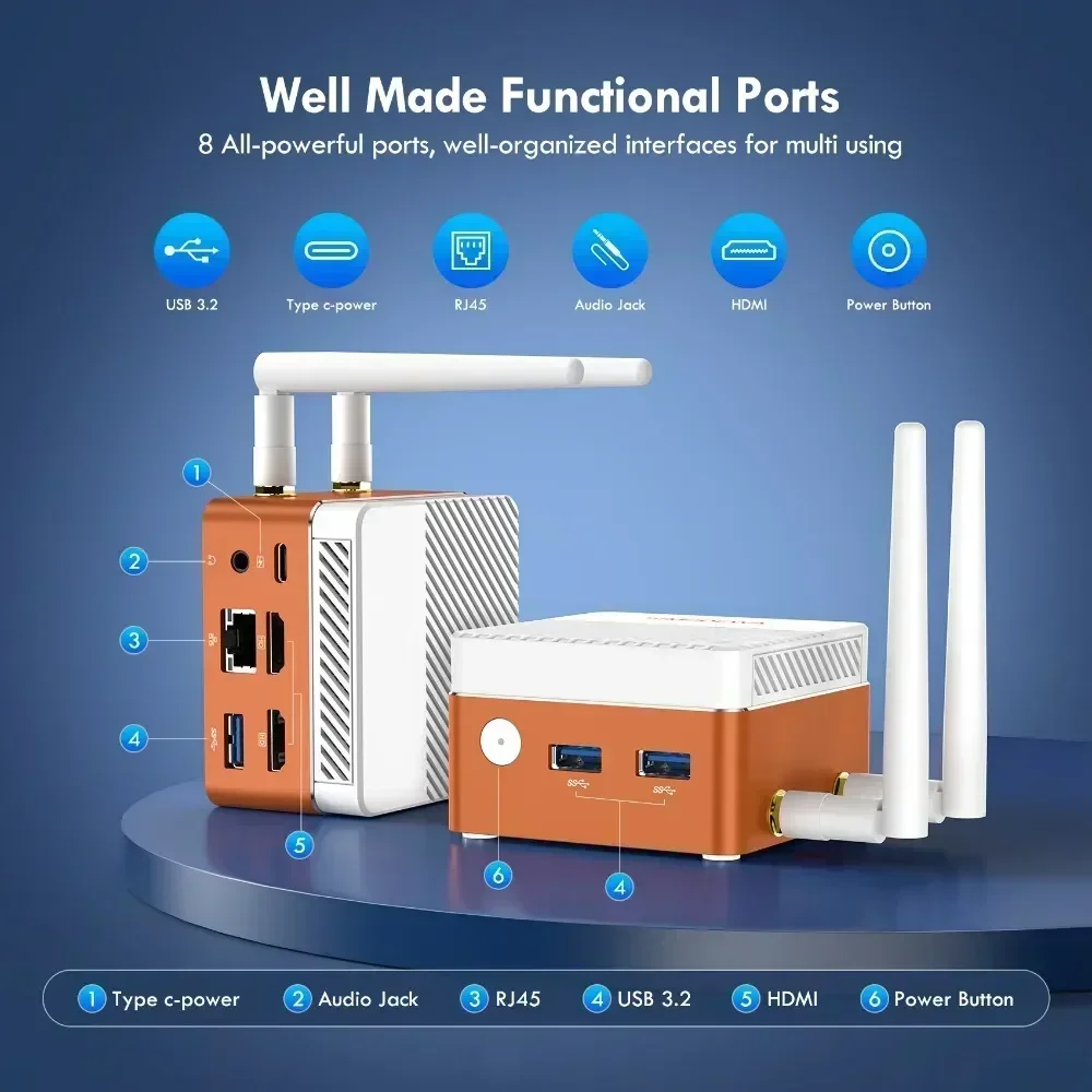 SZBOX كمبيوتر صغير للألعاب ، مكتب جيب ، واي فاي 6 ، BT ، lpdddr5 ، 16 جيجابايت ، MHz ، M.2 ، SATA ، Windows 11 Pro