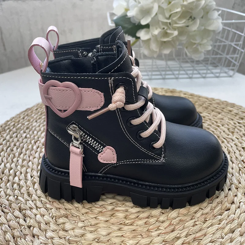 New Style Fashion Children Boots For Girls Baby PU Leather Ankle Boots Sapato Infantil Martin Boots British Girls Shoes