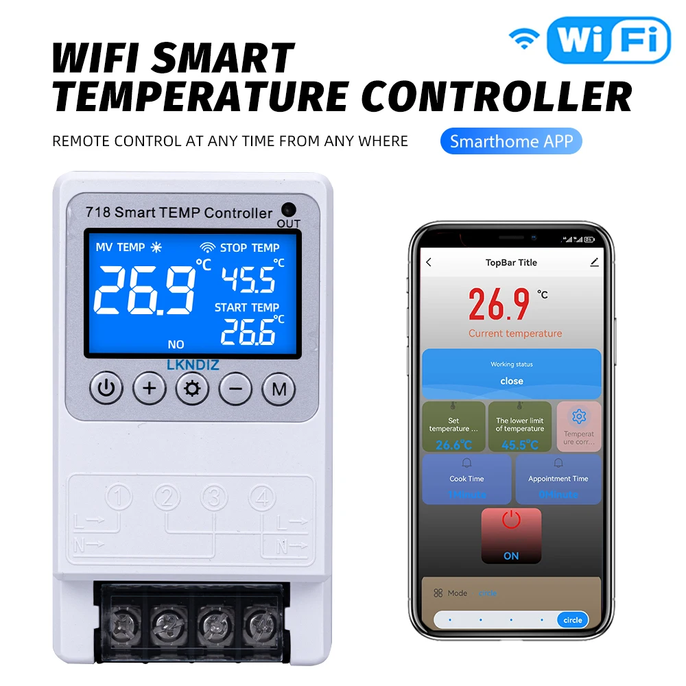 Controlador Inteligente de Temperatura Wifi Controle de Termostato Constante Interruptor de Cronometragem Controle de Ciclo Opção de Cabeça de Sensor Múltiplo